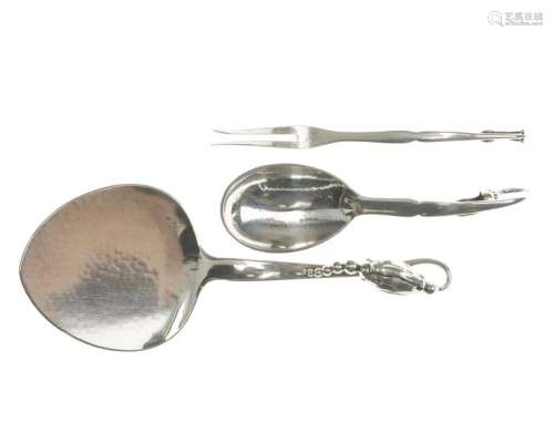 Three Georg Jensen sterling silver service items