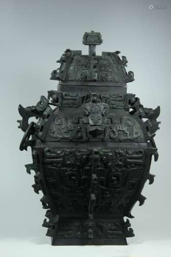 A Chinese Bronze Wine Pot