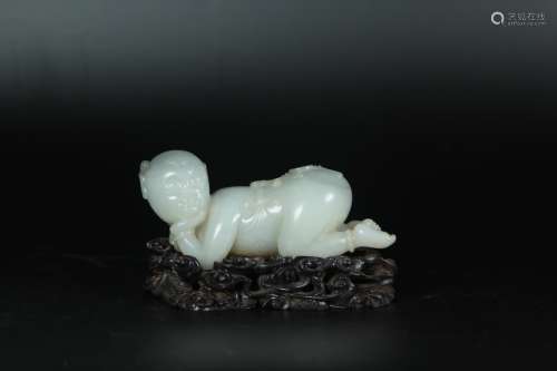 A Chinese Carved Jade Figure of Boy