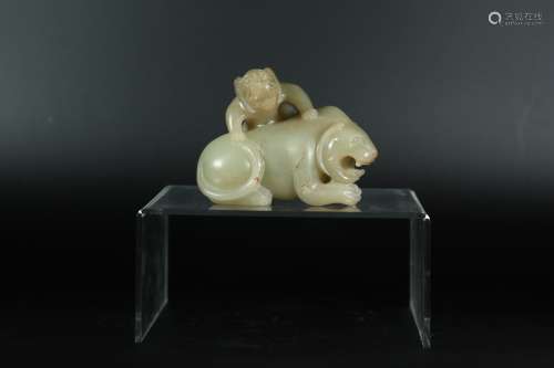 A Chinese Carved Jade Bears