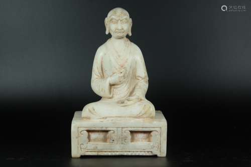 A Chinese Carved White Marbe Buddha 