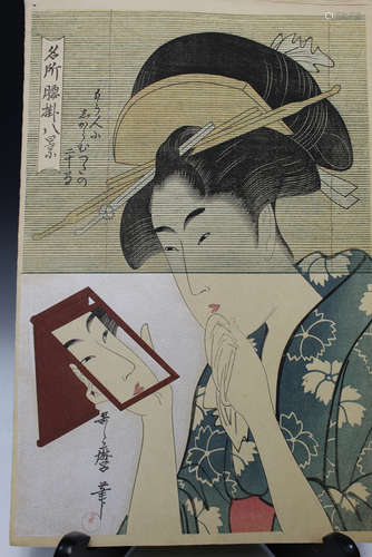 Japanese wood block, Kitagawa Utamaro.