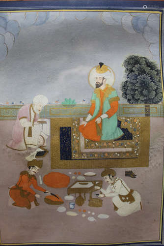 Indian painting on paper, framed, 19th Century.