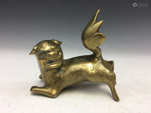 Chinese gilt bronze beast paper weight.