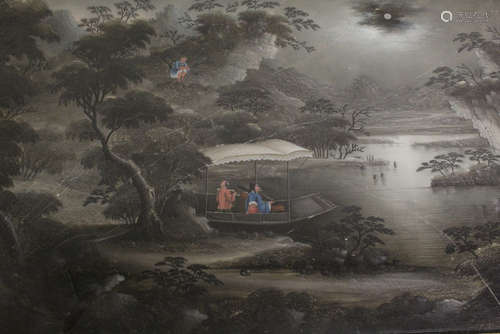 Chinese reverse painting on glass, Qing Dynasty.