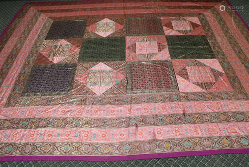 Indian brocade duvet cover, silk and golden thread.