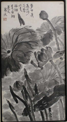 Chinese ink painting of lotus.