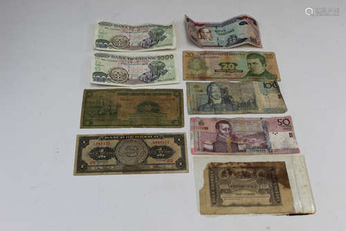 A Group of old currencies from Caribbean.