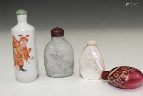 Four Chinese snuff bottles.