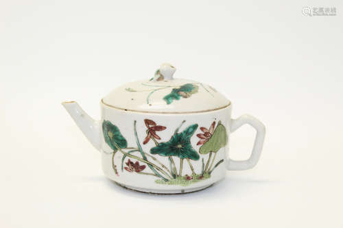 Chinese Famille Rose Porcelain Teapot.