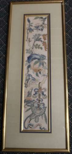 Chinese embroidery piece, framed.