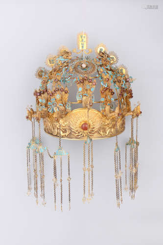 A Chinese Gilt Silver Lady Hat
