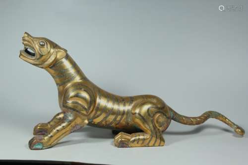 A Chinese Gilt Bronze Foo-Dog