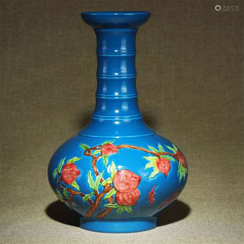 A Chinese Blue Glazed Porcelain Vase