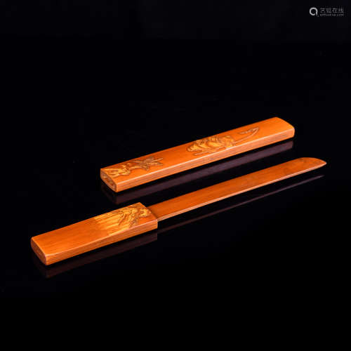 A Chinese Carved Bamboo Paper Knife