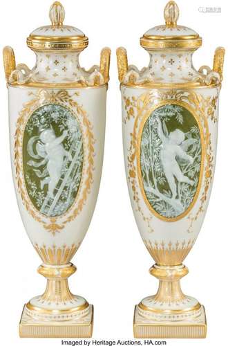 A Near-Pair of Minton Porcelain and Partial Gilt