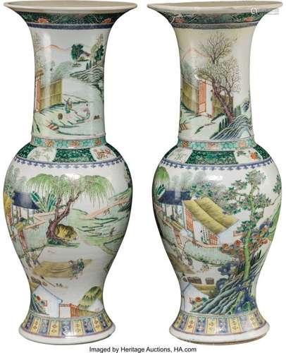 A Pair of Finely Enameled Kangxi-Style Phoenix T