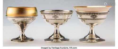 Three Various Silver and Iridescent Glass Sherbe