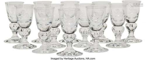 Twelve Steuben 7877 Pattern Cordial Glasses, Cor