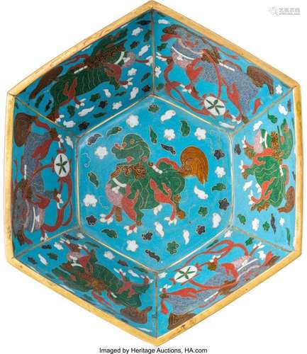 A Chinese Hexagonal Cloisonné Bowl,