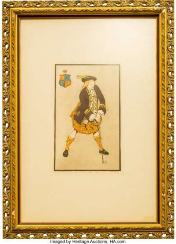 A Historical Fashion Plate Lithograph, 20th Cent