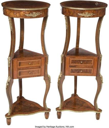 A Pair of Mahogany and Gilt Metal-Mounted Pedest