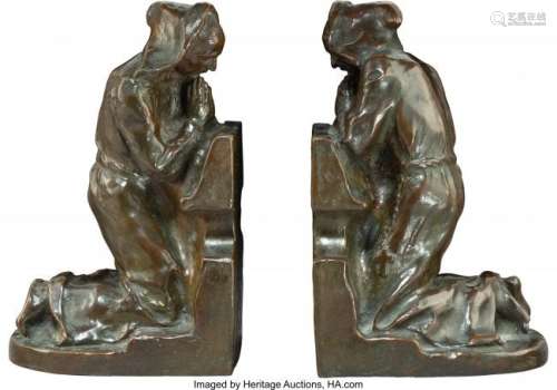 A Pair of Louis McClellan Potter Bronze Praying