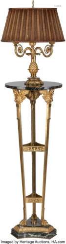 An Empire-Style Gilt Bronze and Marble Three-Lig