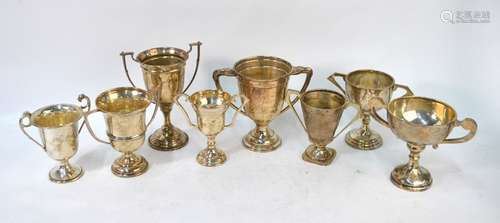 Eight silver trophy cups