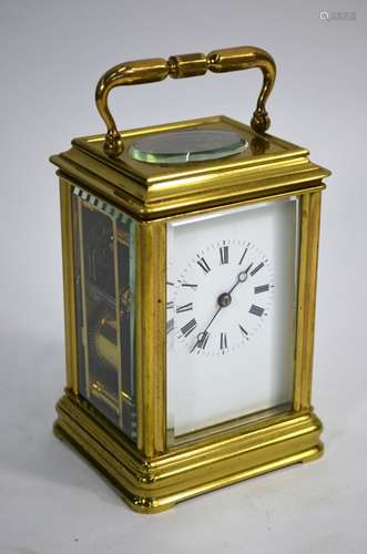 A late 19th/early 20th century brass carriage clock