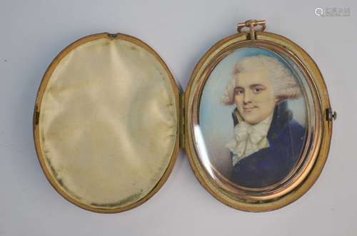 A Georgian portrait miniature on ivory of a gentleman