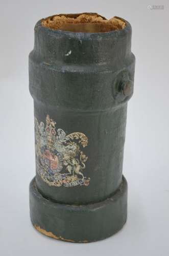 A Royal Naval cloth-bound cork shot/powder bucket