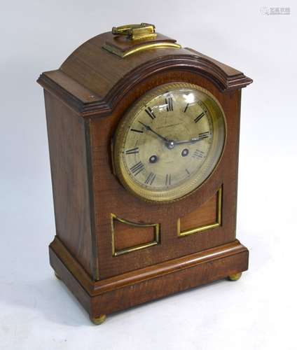 Leeds Goldsmiths Co, Paris, an early 20th century walnut cased two train mantel timepiece