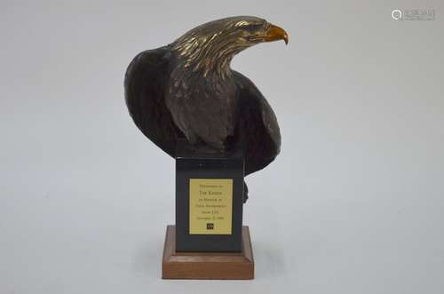 A patinated bronze bald eagle