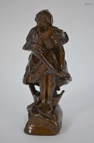 A brown patinated bronze figure after Jozsef Damko (1872-1955)