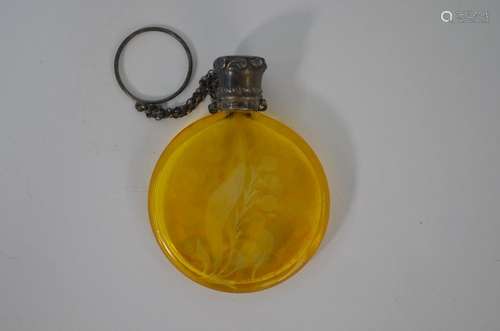 A Victorian amber flask moonflask scent flask