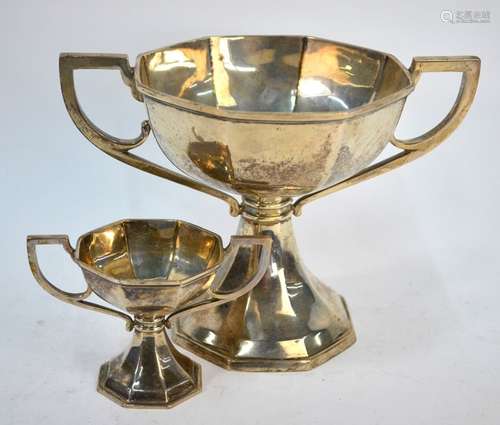 Art Deco style silver trophy cup etc.