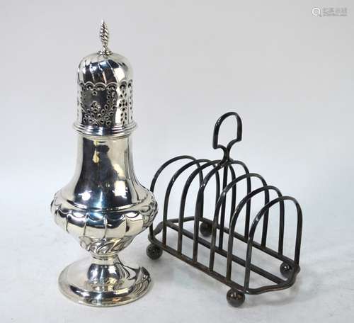 Victorian silver baluster caster, etc.