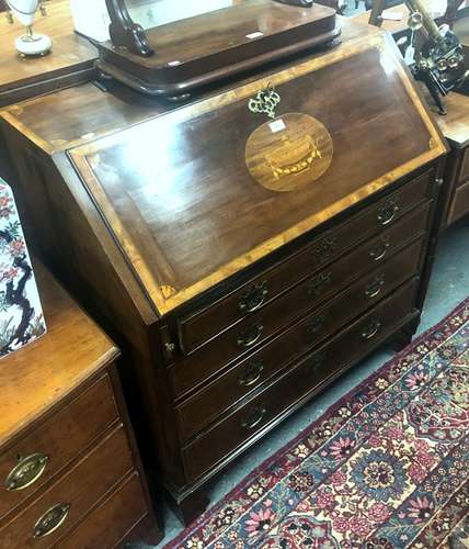 An inlaid Edwardian Sheraton Revival satinwood bureau