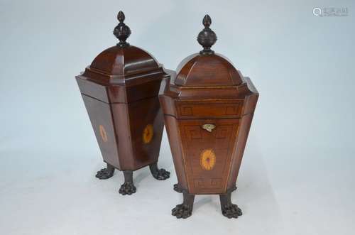 A good pair of Sheraton period knife urns