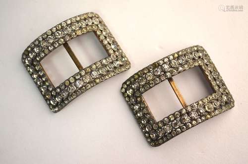 A pair of Victorian white paste-set shoe buckles