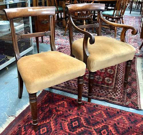 A set of eight Regency mahogany bar back dining chairs