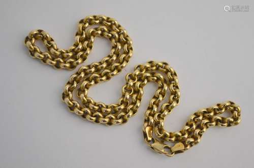 A yellow metal belcher chain