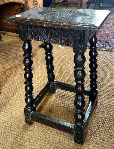 A 17th century oak joint stool