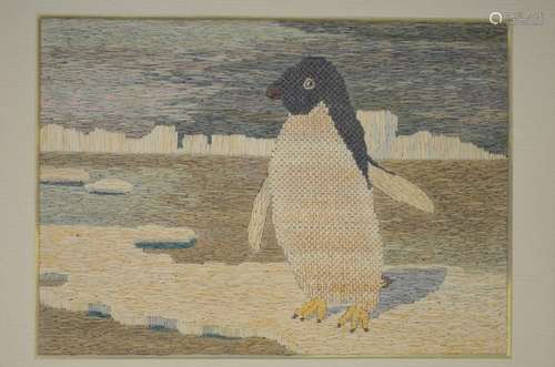 A 19th century penguin needlework panel