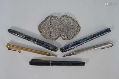 A silver Yard-O-Led propelling pencil and other pens etc