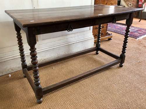 An 18th century and later oak joint framed side table