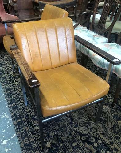 Antocks Lairn Furniture (High Wycombe) a pair of vintage tan leather and chrome armchairs