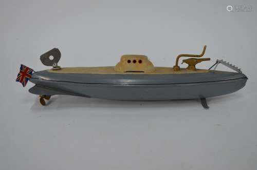 A Bing tinplate clockwork submarine