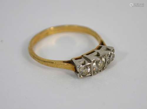 A three stone diamond ring